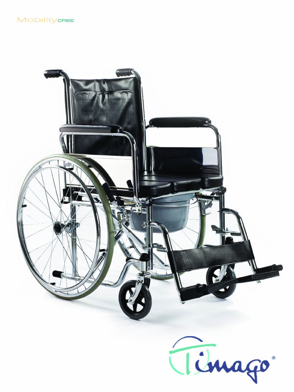 Wózek inwalidzki toaletowy z wyciętym siedziskiem FS 681U Timago