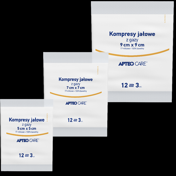 Kompresy jałowe 5 cm x 5 cm APTEO CARE, 5 sztuk