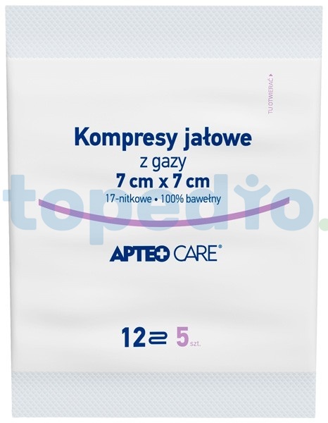 Kompresy jałowe 7 cm x 7 cm APTEO CARE, 5 sztuk