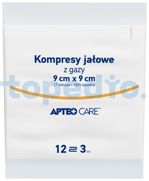 Kompresy jałowe 9 cm x 9 cm APTEO CARE, 3 sztuki