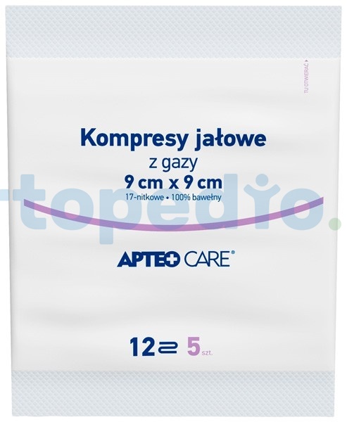 Kompresy jałowe 9 cm x 9 cm APTEO CARE, 5 sztuk