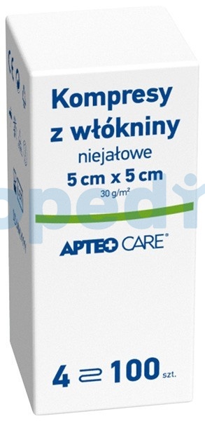  Kompresy niejałowe z włókniny 5 cm x 5 cm APTEO CARE, 100 sztuk